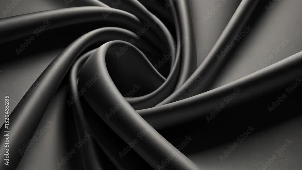 Poster luxurious black silk fabric with soft flowing folds creating an elegant texture and sophisticated ba