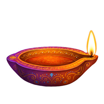 Diwali Dia on white background, diva PNG transparent