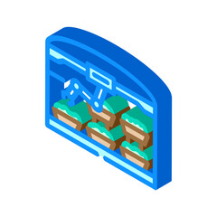 automated greenhouse robot harvests isometric icon vector illustration