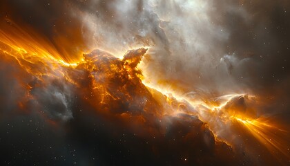 Fototapeta premium Cosmic Nebula: Fiery Galactic Rift.