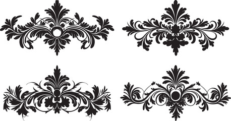 Ornamental Floral Border Vector, Vintage Flourish Design, Elegant Swirl Decoration