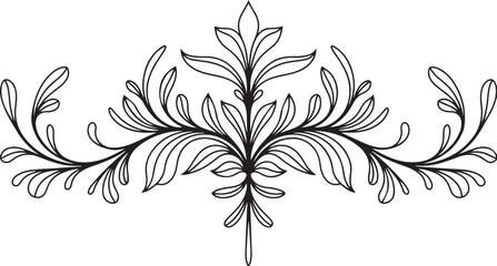 Ornamental Floral Border Vector, Vintage Flourish Design, Elegant Swirl Decoration