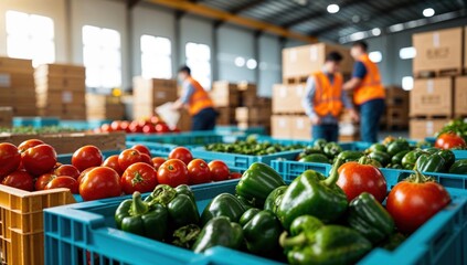 Fresh Produce in Crates at a Warehouse