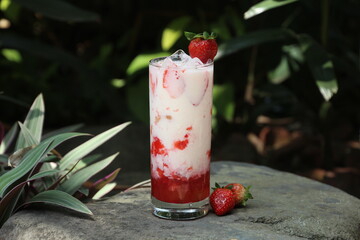 strawberry smoothie in a glass