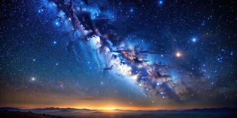 Fototapeta premium A serene and vast clear night sky filled with countless twinkling stars, a celestial wonder that inspires awe and contemplation