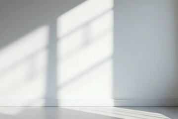 Gray shadow and light blur abstract background on white wall from window. Dark stripe grey shadows indoor in room background, monochrome, shadow overlay effect for backdrop and mockup design