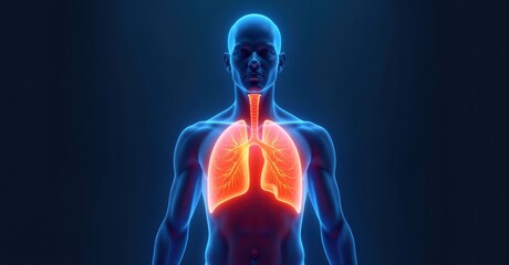 Anatomical Illustration of Adult Male Lungs, Pulmonary Health