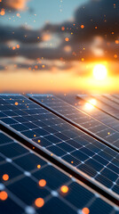 Vibrant solar energy field glowing under the sun renewable energy outdoor environment scenic viewpoint sustainable innovation