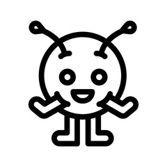 round shaped monster cute line icon vector illustration