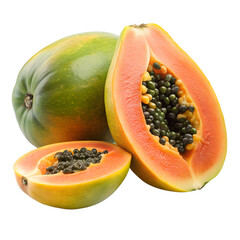 papaya isolated on transparent  background