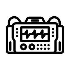 defibrillator cardiology line icon vector illustration