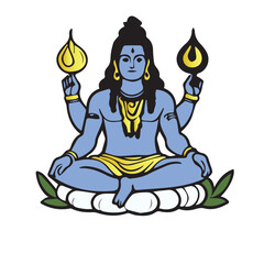 Fototapeta premium Colorful Illustration of Hindu Deity Shiva