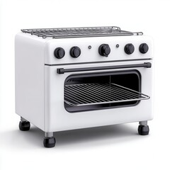 Clean White Freestanding Gas Oven With Four Burners, Generative AI.