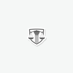 Law symbol logo sticker isolated on gray background