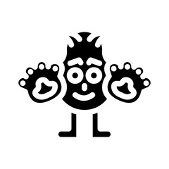 paws cute monster glyph icon vector illustration