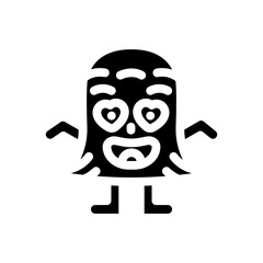 heart eyes cute monster glyph icon vector illustration