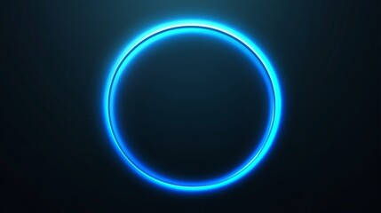 Fototapeta premium Bright neon blue circle on dark background for modern design concepts
