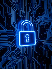 Close-up of a padlock securely placed on an electronic circuit board representing cyber security