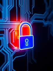 A close-up view of a heavy padlock secured on a circuit board representing cybersecurity concepts