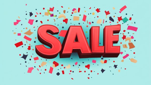 Bright sale announcement with colorful confetti for marketing and promotions