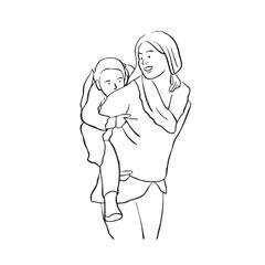 mother day illustration lineart style rustic