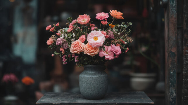 Elegant vase of fresh flowers on a table for wedding blessings infusing serenity and beauty into the special ceremony