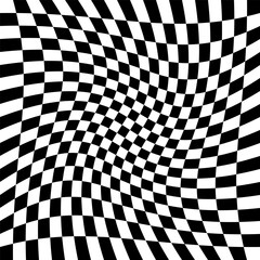 Checkered pattern background, checkerboard distorted squares