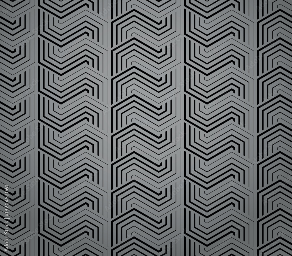 Poster abstract geometric pattern with stripes, lines. seamless vector background. gray and black ornament.