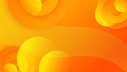 abstract orange and yellow gradient background with circle and lines vector illustration, for poster, digital banner, or presentation background