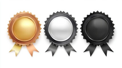 Gold, silver, bronze medal ribbons for competitions and achievements