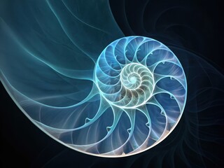 Close-Up of Nautilus Shell in Spiral Pattern  
  
