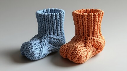 3D realistic baby socks, knitted in cute colors for boys and girls. 