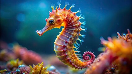 Short Snouted Seahorse Closeup - Underwater Macro Photography, Hippocampus hippocampus, Marine Wildlife
