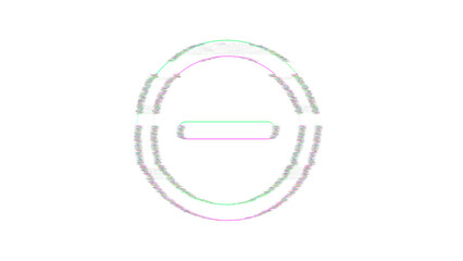 Icon minus circle is distorted. Glitch. Noise, chromatic aberration, geometric distortion