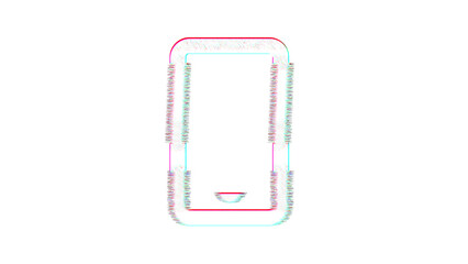 Russia, Ekaterinburg - March 10, 2025: Icon mobile is distorted. Glitch. Noise, chromatic aberration, geometric distortion