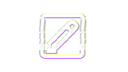Icon pen square is distorted. Glitch. Noise, chromatic aberration, geometric distortion