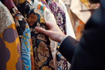 Fashion designer fitting garments inside a studio during a busy design session