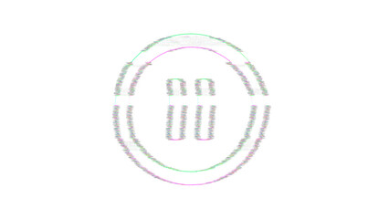 Icon pause circle is distorted. Glitch. Noise, chromatic aberration, geometric distortion