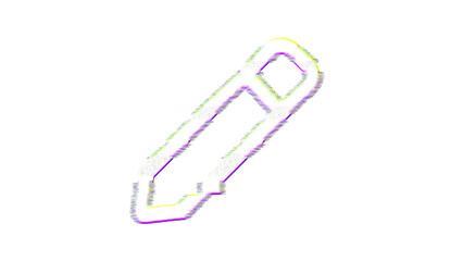 Icon pen is distorted. Glitch. Noise, chromatic aberration, geometric distortion