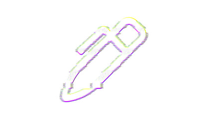 Icon pen is distorted. Glitch. Noise, chromatic aberration, geometric distortion