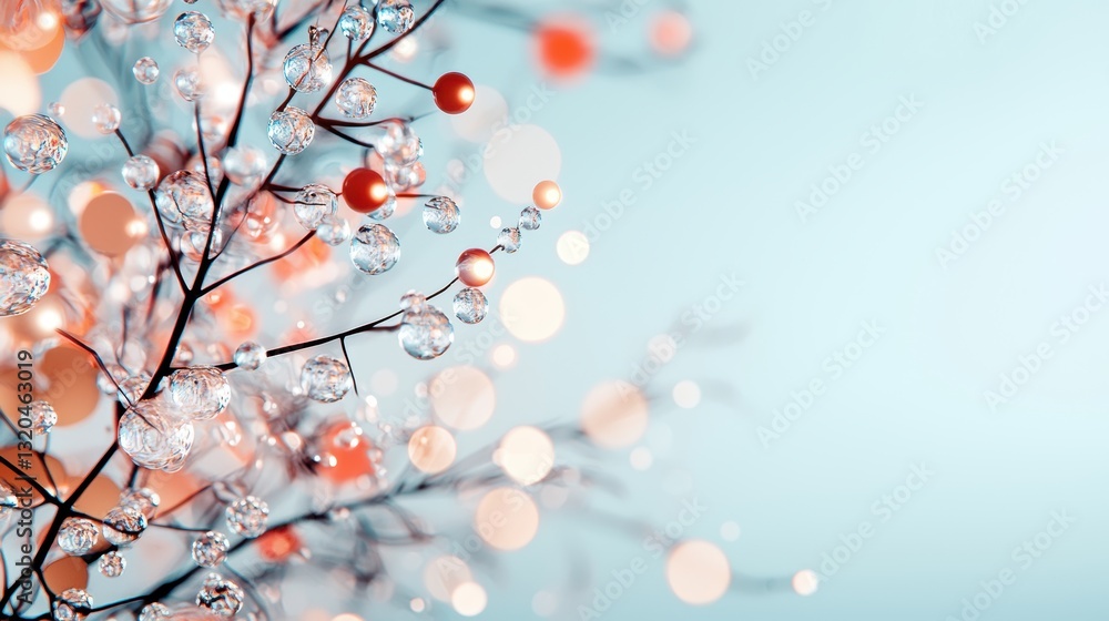 Aufkleber oil bubbles clinging to a transparent glass surface, creating unique light refractions and distortio