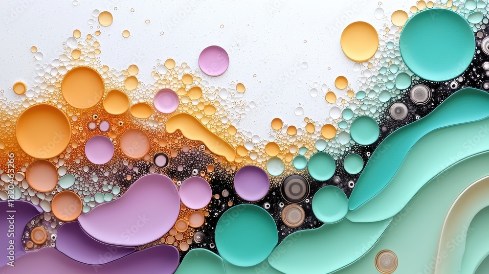 Aufkleber colorful oil bubbles on a glass surface, creating a vibrant and abstract composition with swirling s