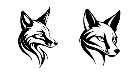 Fox Head Vector Illustration Black and White