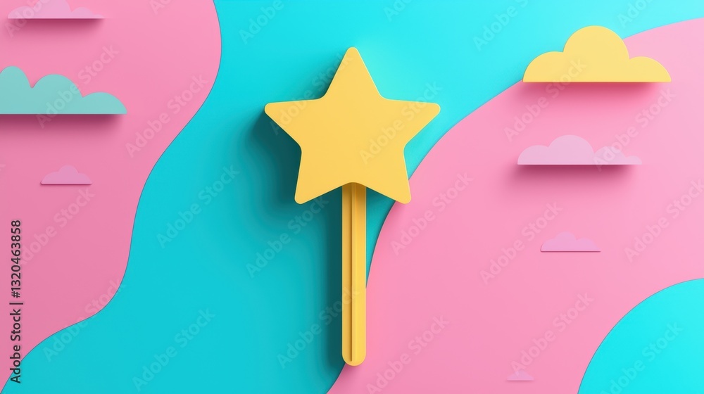 Fototapete a minimalist icon of a checkmark inside a star, designed for use in mobile apps and user interfaces 
