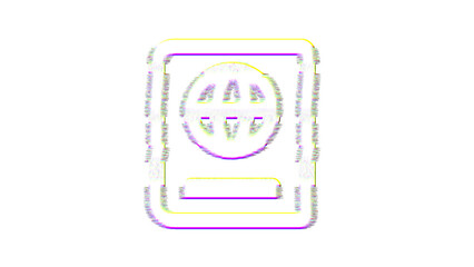 Icon passport is distorted. Glitch. Noise, chromatic aberration, geometric distortion