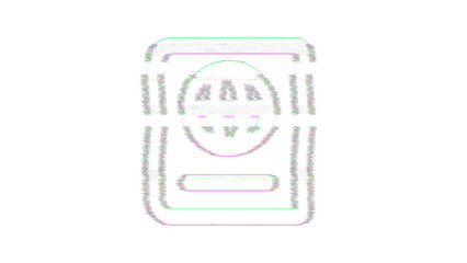 Icon passport is distorted. Glitch. Noise, chromatic aberration, geometric distortion