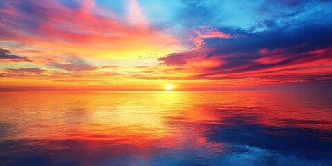 Vibrant Sunset Reflection Over Calm Water