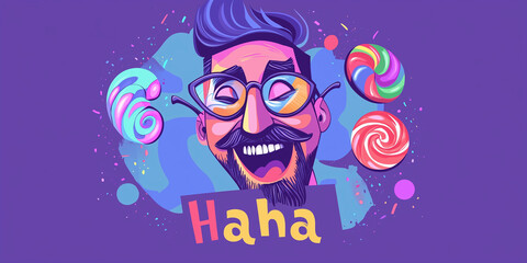 Funny caricature of a man for 1st april concet