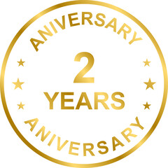 2 year anniversary gold icon for graphic design, logo, website, social media, mobile app, UI...