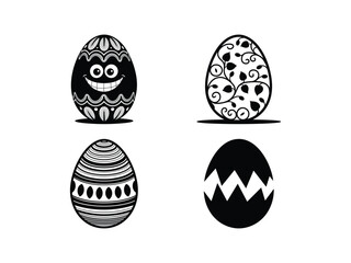 Fototapeta premium Easter Egg Silhouette Collection – Black and White Decorative Eggs for Festive Projects